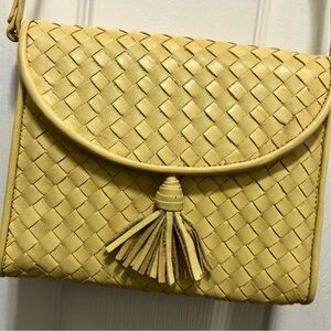VINTAGE Talbots Yellow Woven Crossbody Bag / Clutch Spring / Summer Cottagecore